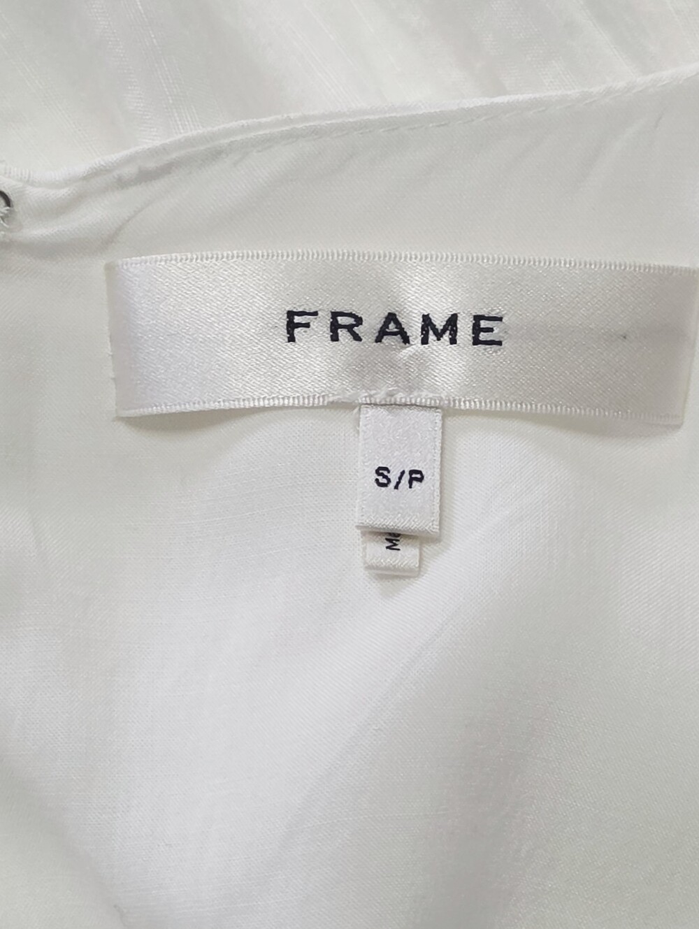 FRAME Gathered Seam Lace Inset Dress White Small - Picture 8 of 10